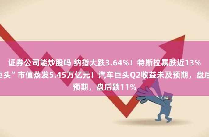 证券公司能炒股吗 纳指大跌3.64%！特斯拉暴跌近13%，“七巨头”市值蒸发5.45万亿元！汽车巨头Q2收益未及预期，盘后跌11%